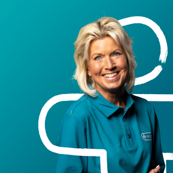 vrouw lacht naar je