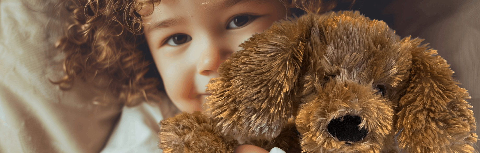 kind knuffelt hondje