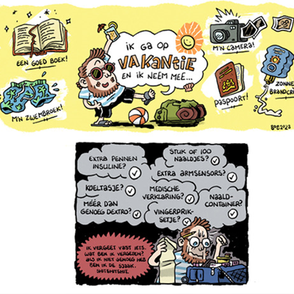 strip over stress voor mensen met diabetes voor ze op vakantie gaan